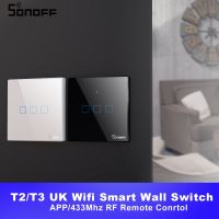 สวิตช์ไฟระบบสัมผัสติดผนังอัจฉริยะ Wi-Fi T2/T3 UK 1/2/3แก๊งฉลาด433บ้านระบบ RF/เสียง/แอป/ ระบบควบคุมแบบสัมผัสทำงานร่วมกับ Alexa ไอทีดซอนออฟ