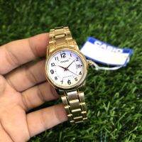 นาฬิกา Casio Standard รุ่น LTP-V002G-7B นาฬิกาข้อมือผู้หญิง สายสแตนเลสสีทอง หน้าปัดขาว สินค้าของแท้ 100% ประกันสินค้า 1 ปี