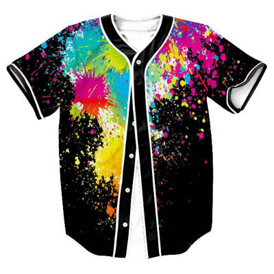3D เบสบอล T เสื้อผู้ชาย2022สไตล์ Splash Ink พิมพ์ jersey เบสบอลผู้ชาย80S 90s hip hop streetwear Casual TEE เสื้อ Homme XXL