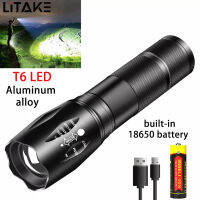 LITAKE Usb อะลูมิเนียมแบบชาร์จไฟได้อเนกประสงค์ไฟฉาย Led มีประสิทธิภาพ T6 A100ตะเกียงตั้งแคมป์กลางแจ้งแบบอัลลอย