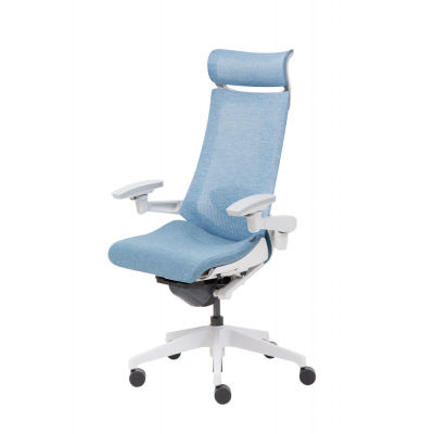 Modernform เก้าอี้ทำงานแบรนด์ ITOKI รุ่น ACT พนักพิงสูงมีที่พิงศรีษะขาสีเทาแขนปรับได้