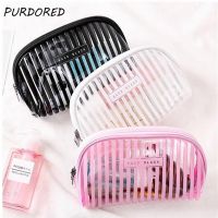 PURDORED 1 Pc Transparent Striped Cosmetic Bag Clear Women Makeup Bag Travel Waterproof Organizer Toiletry Kit Kosmetyczka