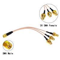 1 into 3 Splitter Adapter SMA Male Plug Switch 3X SMA Female Jack Nut RF Coax Cable RG178 15cm 6 for Wireless Router New