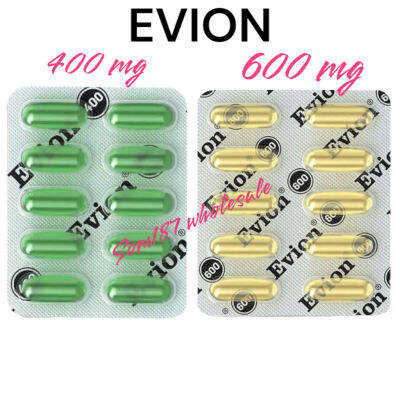 Evion 400/600 mg vitamin E สำหรับใบหน้ามือเล็บและเส้นผม.