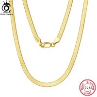 【cc】℡✇▤  ORSA JEWELS 925 Sterling 3mm Gold Flat Chain Herringbone Snake Necklace for Neck Jewelry SC35