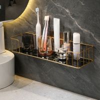 1Set Luxury Bathroom Shelf Without Drilling Iron Makeup Storage Rack Bathroom Shelf Organizer S