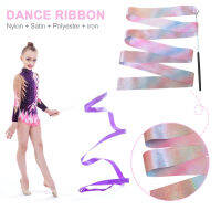 ขายร้อน2M สีสันเต้นรำริบบิ้น Gym Rhythmic Art ยิมนาสติก Streamer Twirling Rod Stick Dance Performance Props