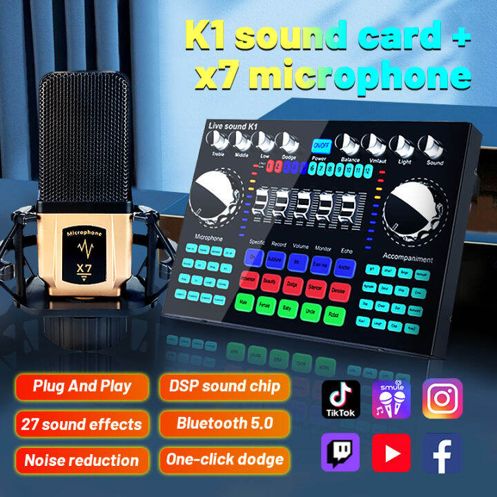 【Local Stock】K1 Live Sound Card for PC Cellphone Youtube HIFI Mixer