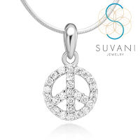 Suvani Jewelry - เงินแท้ 92.5% จี้พีช ประดับด้วยเพชรรัสเซียสีขาว จี้พร้อมสร้อยคอเงินแท้