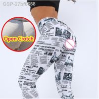 ✖♈27bf6658ผู้หญิงเซ็กซี่ Abberto Viilha Leggings Jornal Padrão Y2k Moda Calças Quentes Magro Crotchless De Fitness Ao Livre Sexo Clubwear