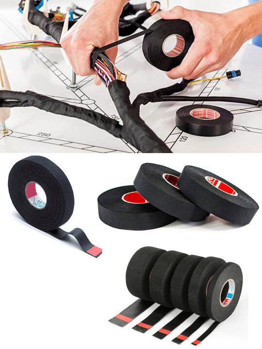 【COD】15M Velvet Wiring Bundle Flame Retardant Tape Black Transformer Electric Wire Insulation