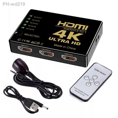 4K HDMI Switcher 5x1 3x1 1080P HDMI Video Switch Selector Box 5 in 1 out With Remote Controlle for PC Loptop Xbox TVBOX HDTV PS5