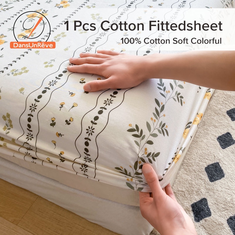 Dansunreve Bedsheet 100% cotton Floral Fitted Bedsheet Soft Patchwork Fitted Sheet