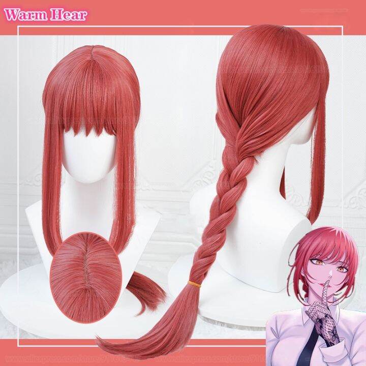 70cm Long Makima Cosplay Chainsaw Man Wig Rose Braid Makima Wigs Heat Resistant Halloween Anime