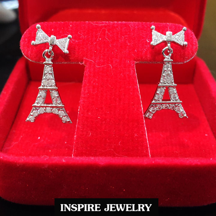 inspire-jewelry-ต่างหูรูปมงกุฏ-rose-gold-ต่างหูเกรดพรีเมี่ยม-ฝังขอบและยอดมงกุฏด้วยเพชรสวิส-งานจิวเวลลี่-ขนาด-1-5x1-5cm-พร้อมกล่อง