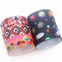 DHK 7/85yards Space Cupcake Cards Printed Grosgrain Ribbon Accessory Hairbow Headwear Decoration DIY Wholesale OEM C1888 Gift Wrapping  Bags