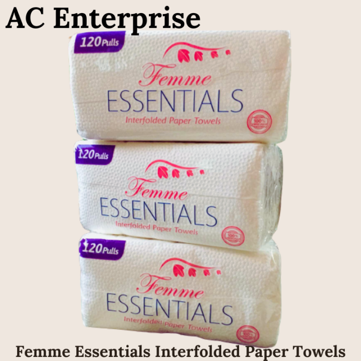PACK OF 3 Femme Essentials Interfolded Paper Towel - 120 Pulls | Lazada PH