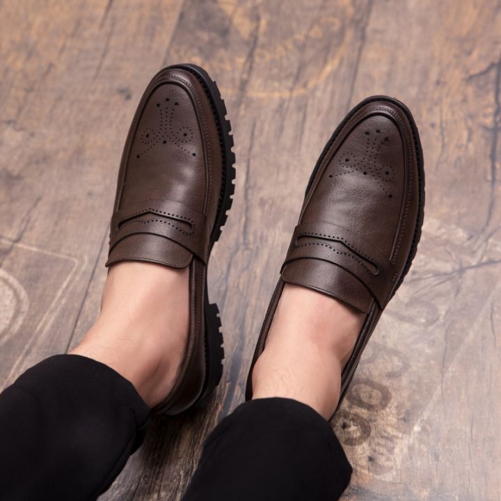 รองเท้าโลฟเฟอร์ผู้ชาย-penny-ขนาดใหญ่-38-47-รองเท้าชุดผู้ชายสีดำสีน้ำตาลพู่รองเท้าไม่มีส้นรองเท้าผู้ชายอย่างเป็นทางการสำหรับแพลตฟอร์มธุรกิจ