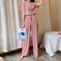 Womens Home Clothes Summer Sleepwear Lounge Set Homewear Female Pajamas Set Trouser Home Suit Home Clothes for Women Loungewear