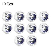 Prohex 10 Pcs M8x1.25/M10x1.5mm Nilon Menyisipkan Hex Kunci Kacang 304/316 Stainless Baja Karbon Polos Selesai Berlapis Kacang Nilon masukkan