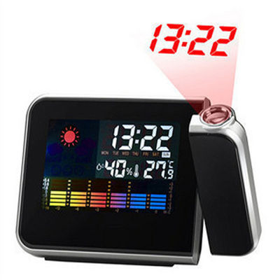 【Worth-Buy】 ผลิตภัณฑ์ฉายนาฬิกาปลุก Lcd เครื่องฉายนาฬิกาแสดงตัวเลขสีแบล็คไลท์นาฬิกาปลุก Led สภาพอากาศดิจิตอล
