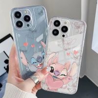 【On Clearance】เคสโทรศัพท์มือถือ TPU แบบใส ขอบสี่เหลี่ยม กันกระแทก ลาย Stitch น่ารัก สําหรับ iPhone 13 Pro Max 14 12 iPhone 11 XR 8 7 SE 2022