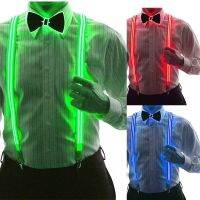 Light Up ผู้ชาย LED Suspenders โบว์ผูกแปลกเครื่องแต่งกายอุปกรณ์เสริมกระพริบ Suspenders ที่สมบูรณ์แบบสำหรับเทศกาลดนตรีงานแต่งงาน