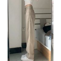 Khaki Casual Jeans Women New Style High Waist Slimmer Look Straight Loose R Wide Leg Hong Kong chic Pants Trendy 5zCH