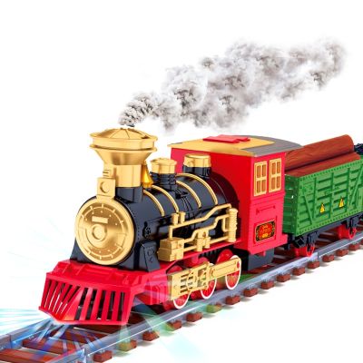 ชุดของเล่นรถไฟสำหรับเด็กหญิงเด็กชาย Okes ไฟเสียงชุดรถไฟของเล่นรถไฟรถจักรไอน้ำเครื่องยนต์ของขวัญคริสต์มาสสำหรับ3 4 5 6 7