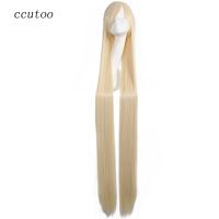 ccutoo 150cm Blonde Long Straight Synthetic Hair Cosplay Full Wigs Perrque for Womens Halloween Party Wig  Hair Extensions Pads