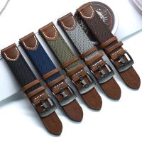 Canvas Nylon+Leather Quick Release Watchbands 20mm 22mm Replacement Watch Straps For Men Women Watches Accessories Straps