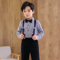 [COD] Boys overalls two-piece spring and summer new college style childrens striped dress graduation performance