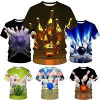 Popular Fashion Sport Bowling 3D Printing Casual Round Neck Mens Hip-hop Fun Short Sleeve T-shirt