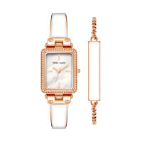 Anne Klein  AK/3898WTST ชุดเซ็ต นาฬิกาข้อมือผู้หญิงสีโรสโกลด์/ขาว