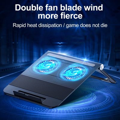 Laptop Cooling Pad with 2 Slient Fans ABS Notebook Cooler Holder Foldable Notebook Cooling Fan Stand for Macbook Pro PC Laptop Stands