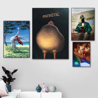 Funny Animal Artwork Poor Trial Duck Poster and Cat From Good Sleep Picture Print Wall Art Canvas Painting Room Home Decoration