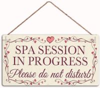 Spa Session in Progress Wood Plaque Do Not Disturb Door Wall Decor Sign Home Hanging Wooden Wall Decorations for Bathroom