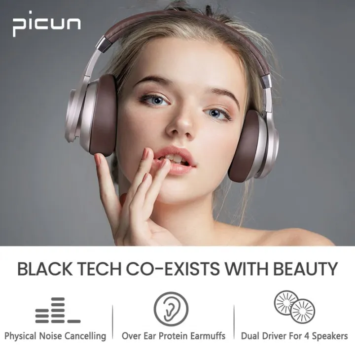 Picun P28S P28X EQ Bass Headphone Wireless Dual Driver 40 Hrs Bluetooth