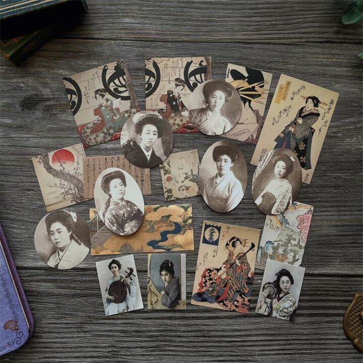 19pcs-retro-edo-period-girl-character-stickers-junk-journal-planner-vintage-lady-stickers-collage-japanese-scrapbooking-material