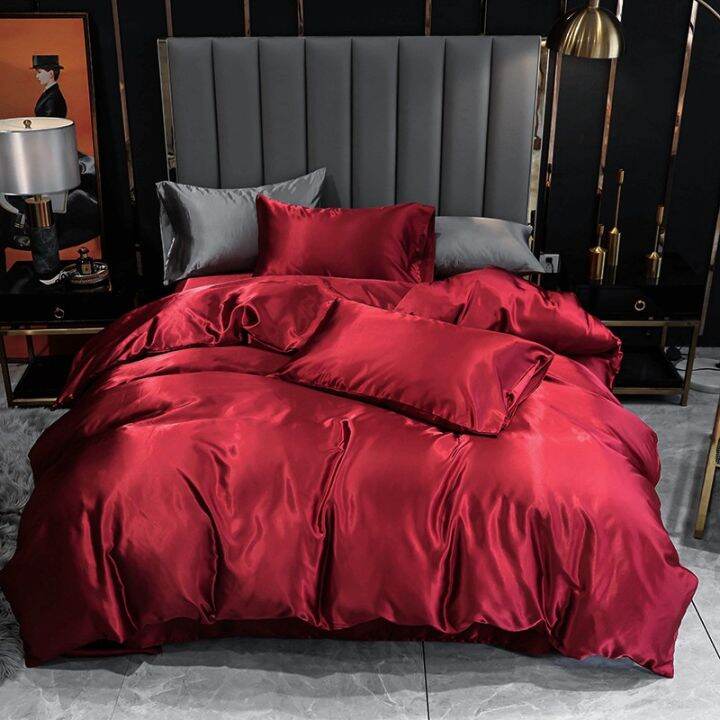 ouiphynia-4-in-1-ice-silk-bedding-set-quilt-cover-fitted-sheet-pillowcase-set-4pcs-37cm-height