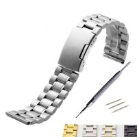 ✌ 14mm 16mm 18mm 19mm 20mm 21mm 22mm 24mm 26mm Durable Classic Buckle Stainless Steel Watch Band Wrist Strap Women Mens Bracelet