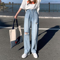 Spot Spring New High -Waisted Wide -Leg Denim Jeans Women Loose And Vertical Feeling Small Porn Trailer Straight Pants