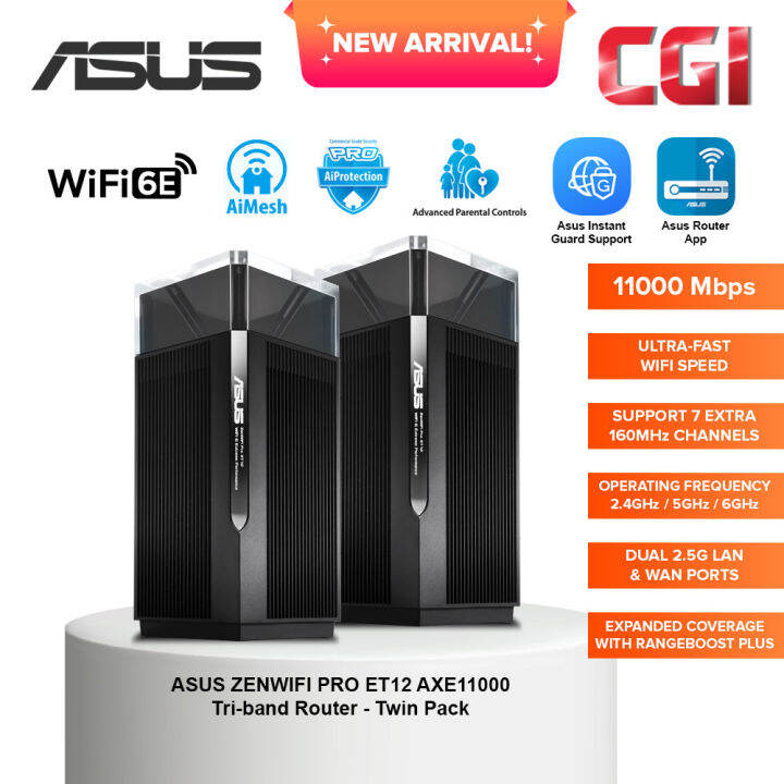 Asus ZenWiFi Pro ET12 AXE11000 Tri-Band Home Mesh WiFi 6E 6GHz ...