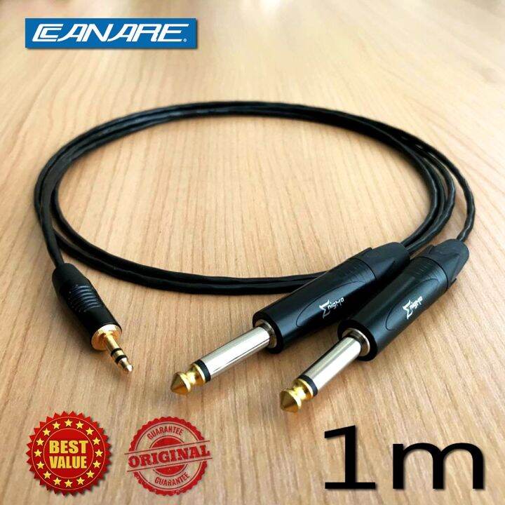 Kabel Audio Aux Stereo 3.5 mm to 2 Akai Mono 6.5 mm / Kabel Audio HP