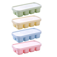 4pcs With Lid Reusable Whiskey Fruity Kitchen DrinksFreezer For Home Press Easy-Release Stackable Cocktails Food Grade Silicone Baby Porridge Soft Bottom Removeable Ice Cube Tray