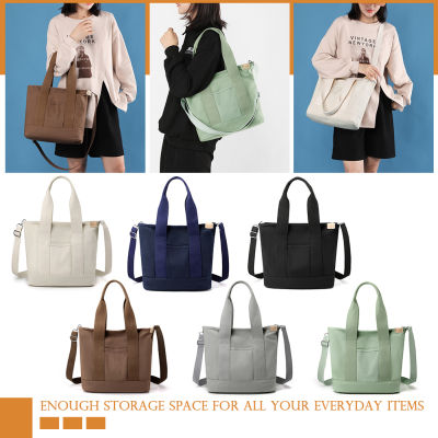 【Fast Delivery】Canvas Ladies Handbags Fashion Top-handle Bag Casual Large Capacity Multi-Function Portable Zipper Simple for Weekend Vacation