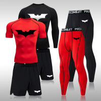 Gym Clothing Mens Compression Dry Tights Long-Sleeved T-Shirt Running Shorts Sports Underwear New Winter Jogging 3-Pce Set Suit