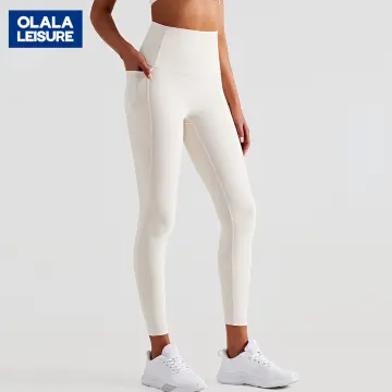 OLALA LEISURE [Side Pocket] Yoga Pants Fashion Sports Pants High Waist Shaping  Leggings TJ1421CK TJ