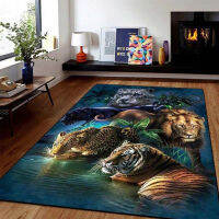 3D Lion Tiger Cheetah Pattern Decorative Carpet Square Flannel Animal Rug Modern Home Living Room Floor Mat Bedroom Carpet