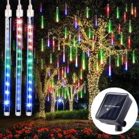 ♀✣▦ 【Ready stock】Lampu raya Solar LED lights 8 tube AC LED Meteor Shower Light outdoor solar string lights Christmas fairy light falling rain icicle store wedding family decoration